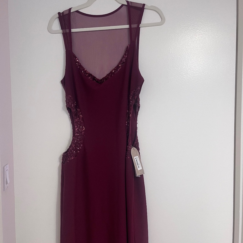Meshki Angelique Beaded Crepe Maxi Dress - Wine